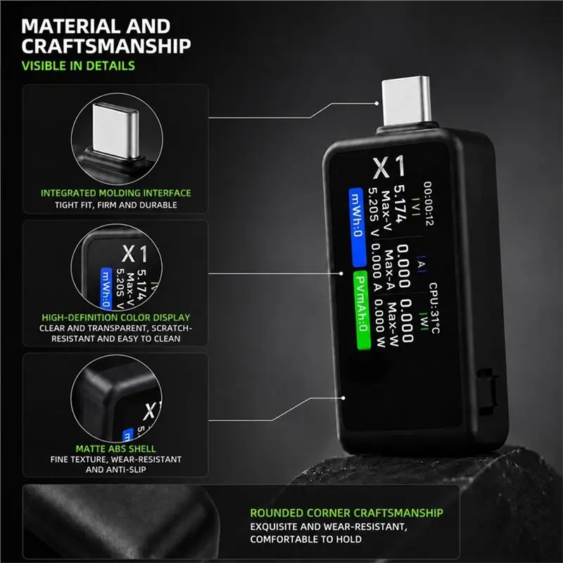 T24C TYPE-C Tester Power Meter Tester Digital Voltage Current Power Meter Fast Charging Protocol Detection