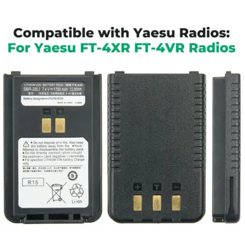 2pcs NEW 7.4V 1750mAh Li-ion Battery Pack SBR-28LI for Radio Walkie Talkie YAESU FT-4XR FT-4VR