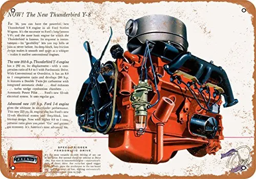 Wall-Color  Metal Sign - 1956  Thunderbird Y-8 Engine - Vintage Look