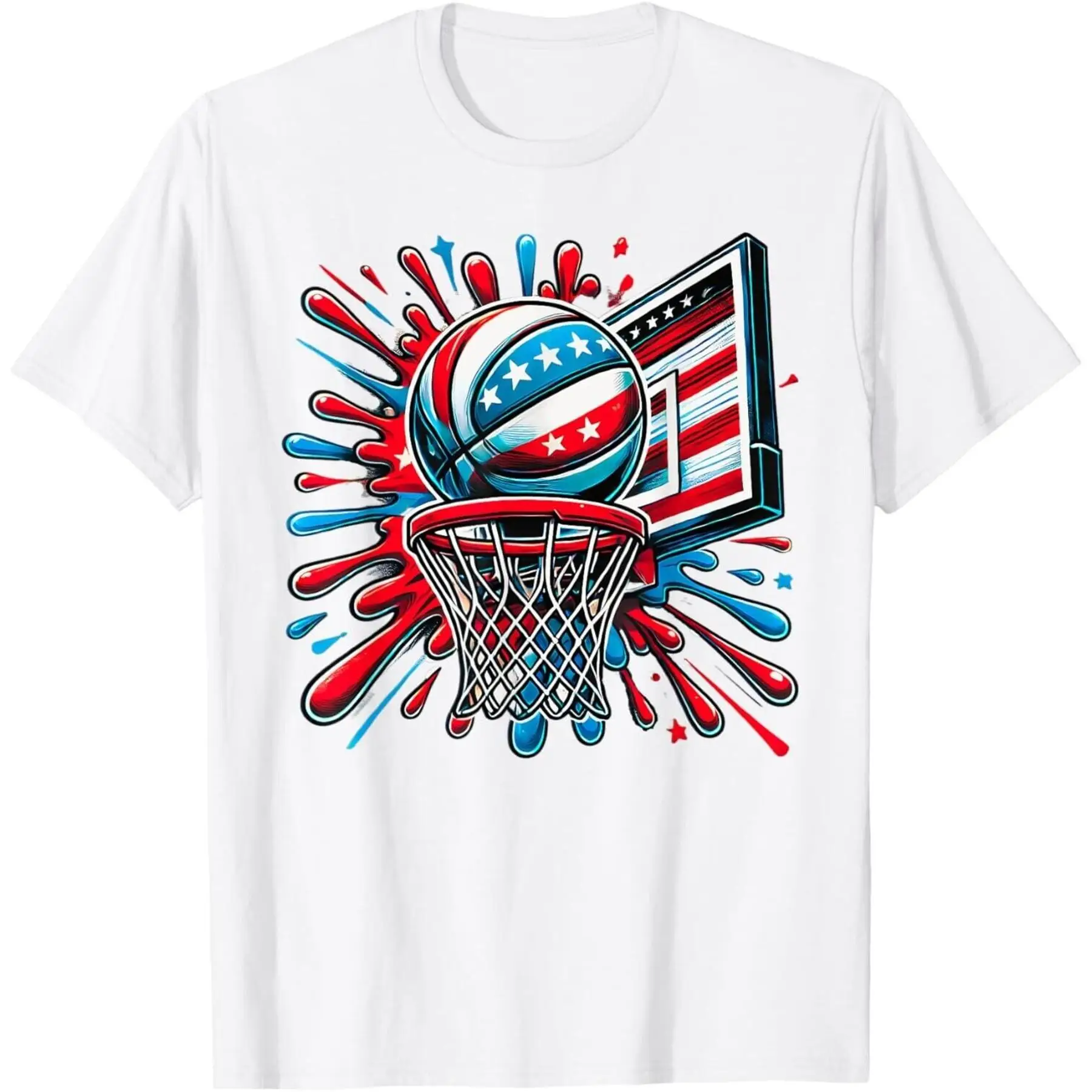 

Red White Blue Basketball Color Splash USA Flag Basketball T Shirt unisex Shirt