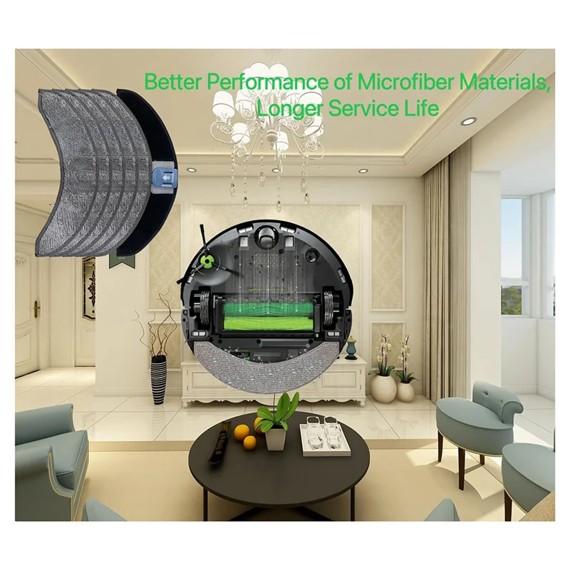 

-PQWN 6PCS Microfiber Mopping Mat Mop Parts For Irobot Roomba Combo J7+ Vacuum Cleaner Parts Accessories