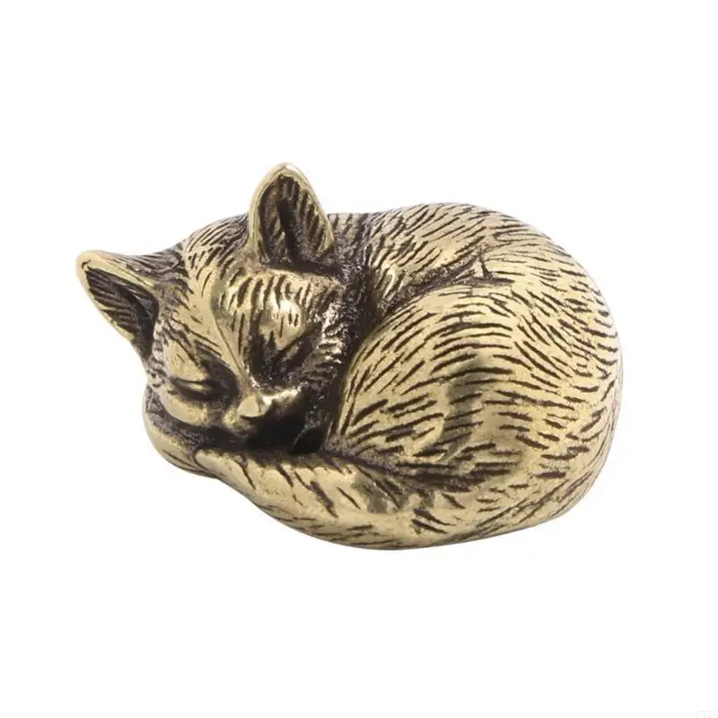 Brass Cats Statue Animal Figurine Teas Pet for Teas Rooms and Study Spaces