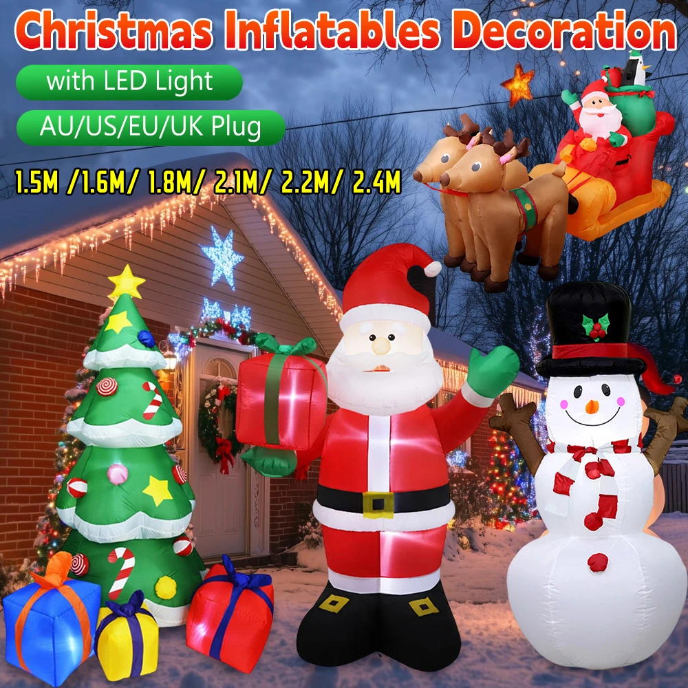 Décoration gonflable de noël, traîneau d'équitation du père noël, renne, décoration intérieure et extérieure, décor de fête de jardin ﻿