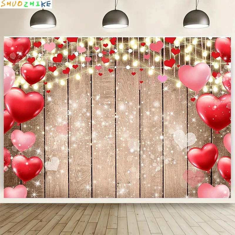 Виниловые фоны для свадебной фотографии ко Дню святого Валентина, реквизит, роза, сердце любви, романтические фотовоздушные шары, вечерние фон VS-95