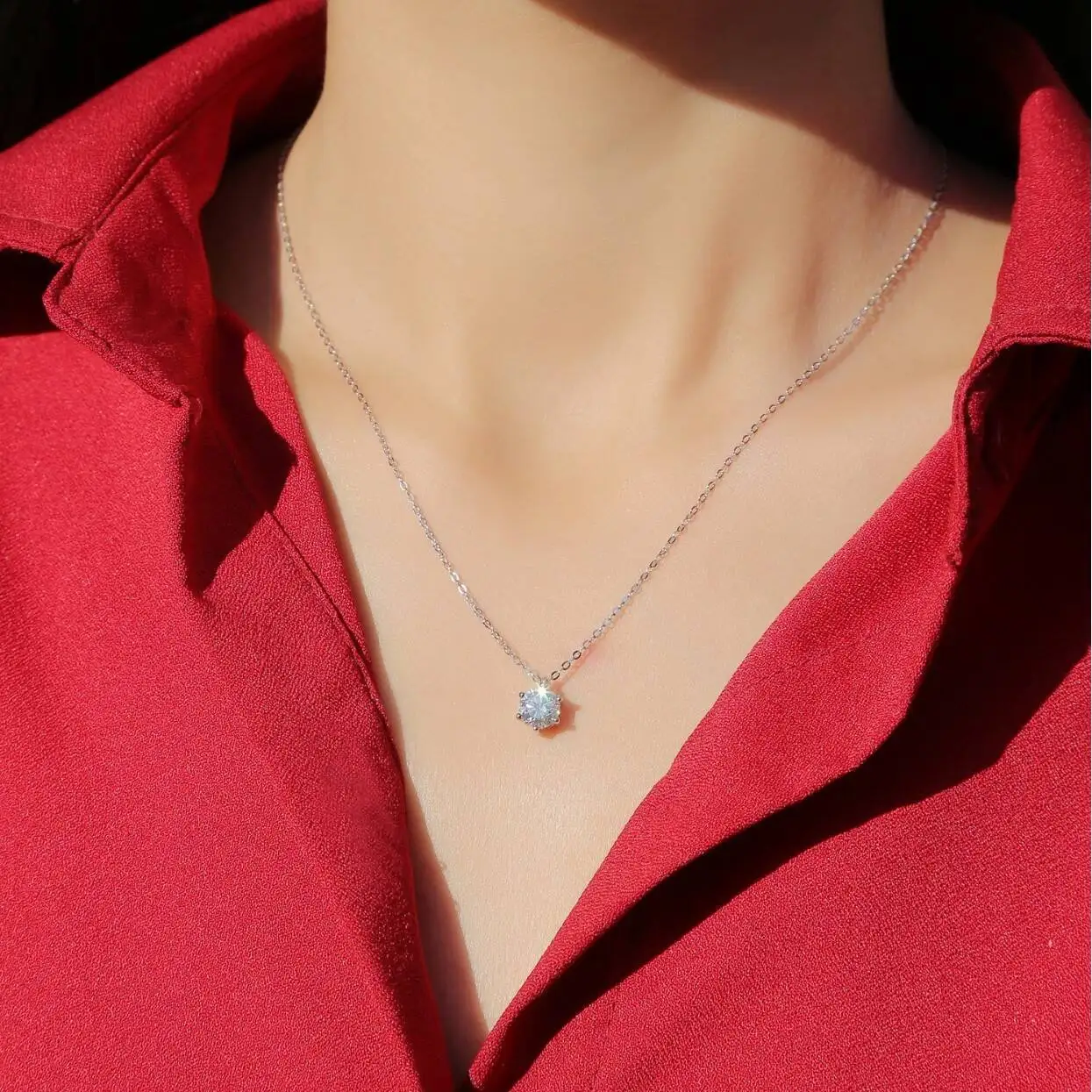 TY 0.5-2ct Moissanite Necklaces S925 Silver Engagement Moissanite Necklace Pendant Man And Woman For Wedding Anniversary Gift