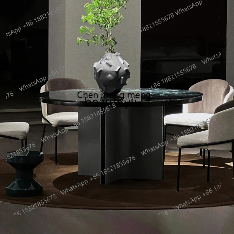 

Luxury stone round dining table and chair Modern simple luxury stone home restaurant dining table Customized stone round table