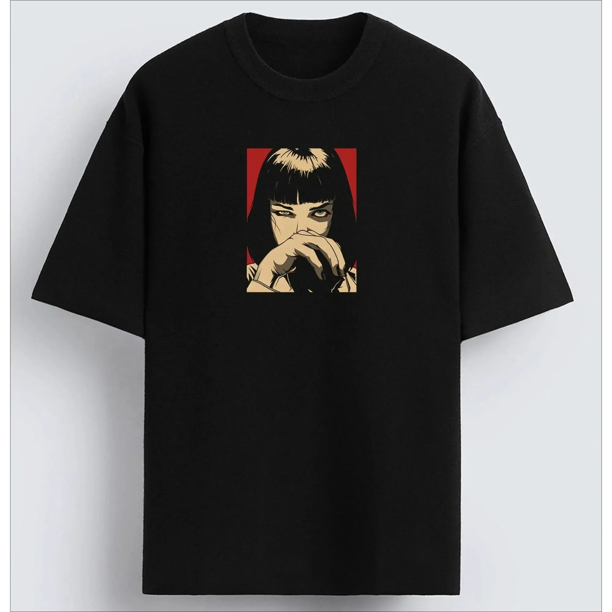 فيلم الرجال تي شيرت كوينتين تارانتينو اللب الخيال ميا الرجال والنساء قمة الموضة ريترو 90s الشارع ارتداء الشرير الصخرة Harajuku الملابس