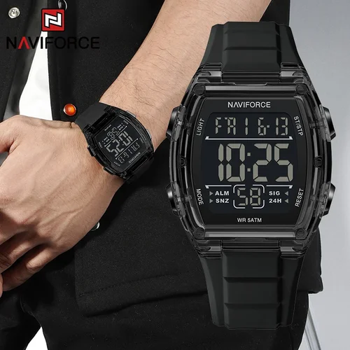 Imagen 2 del producto NAVIFORCE relojes electrónicos de moda para hombre calendario deportivo al aire libre correa de silicona resistente al agua reloj Digital LED militar para hombre