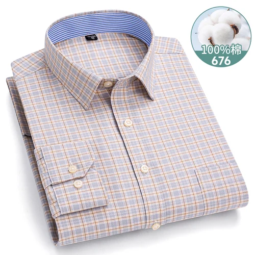 Imagen 2 del producto Nueva camisa de manga larga para hombre, 100% algodón Oxford, camisa Social informal Formal, ropa de moda para hombre