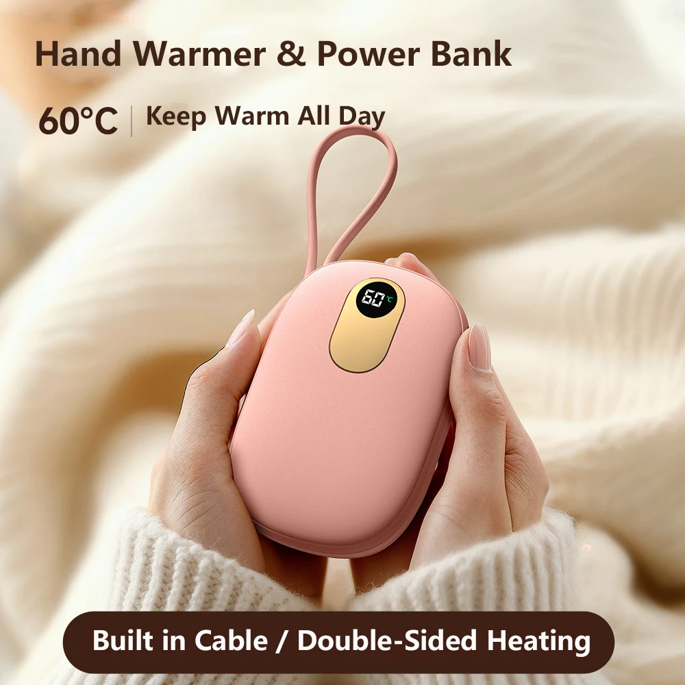 

2 in 1 Hand Warmer Power Bank 10000mAh 5V 3A USB Type C Portable Charger Powerbank for iPhone 17 16 Samsung S25 Xiaomi Poverbank