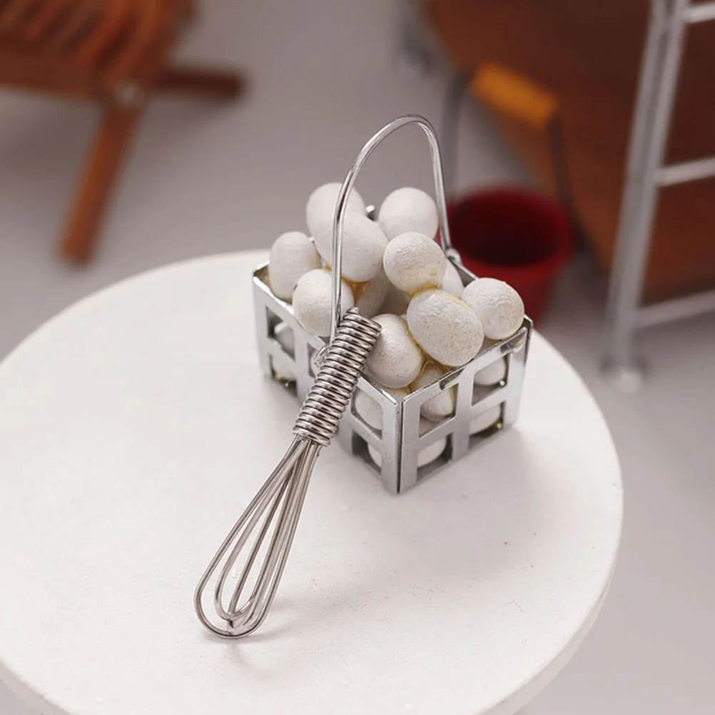 4pcs Mini House Egg- Model Miniature Egg Whisk Miniature Scene Accessories Mini Whisk Models Mini House Kitchen Supplies