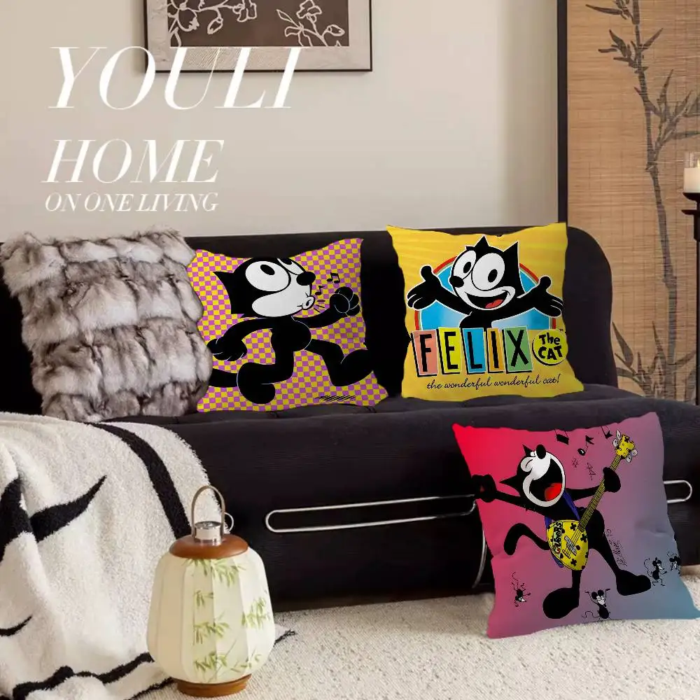 F-Felix Cartoon The C-Cat Cushion Cover Inches Farmhouse Decor Home Throw Pillow Covers for Couch Decorations