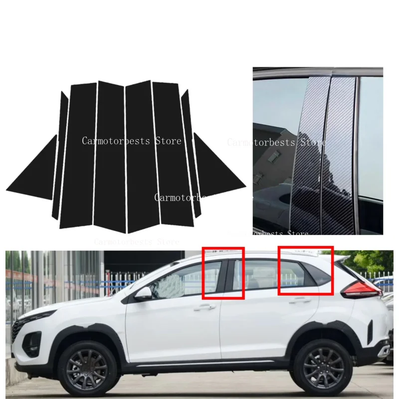 Gloss Black  Pillar Posts Fit For Chery Tiggo 3X 2016-2022 2017  Silver Carbon  Window Decor Door Side Mouliding Trim Cover