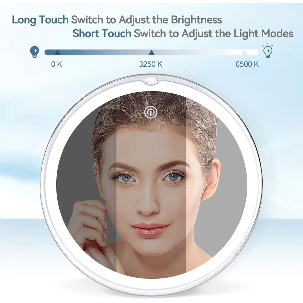 مرآة مكبرة مضيئة 20 مرة، مرآة زينة 8 أكواب شفط مع ملاقط، 360 درجة ° مرآة مكياج قابلة للدوران، 3 ألوان #3