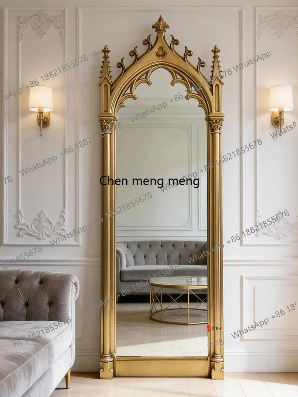 French retro creative floor-to-ceiling full body, decorative mirror, bedroom dressing and fitting mirror