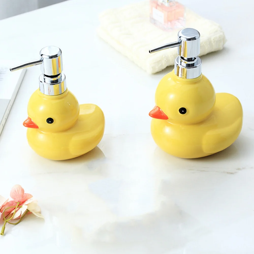 Cartoon Cute Small Yellow Duck Separate Bottle Ceramic Hand Sanitizer Dispenser Soap Lotion Split Bottle Bathroom Accessories