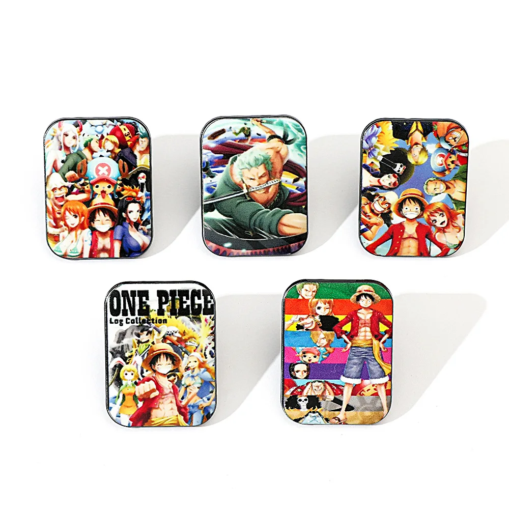 5 Pcs/set One Piece Cartoon Brooch Anime Action Figure Luffy Zoro Sanji Pin Enamel Jewelry Backpack Clothes Brooch Birthday Gift