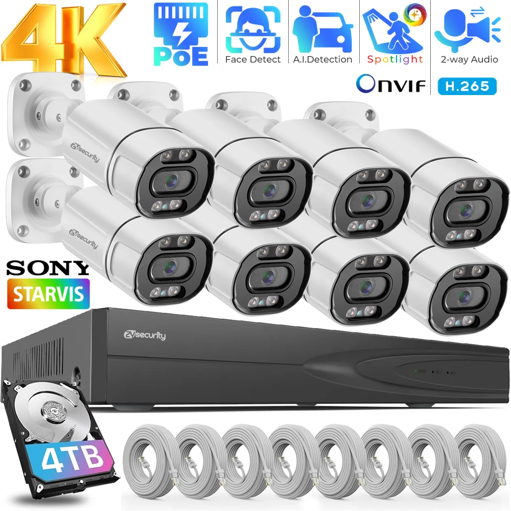 kits de vigilancia de video 8ch poe 4k 8mp 5mp super hd cameras ip externas coloridas visao noturna audio bidirecional sistema de camera de seguranca cctv conjunto poe nvr 01