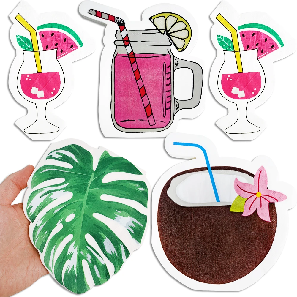 Гавайские салфетки Луау в форме пальмового листа, кокосового сока, голки для тропических Тики Алоха, украшения для вечеринки в честь дня рождения