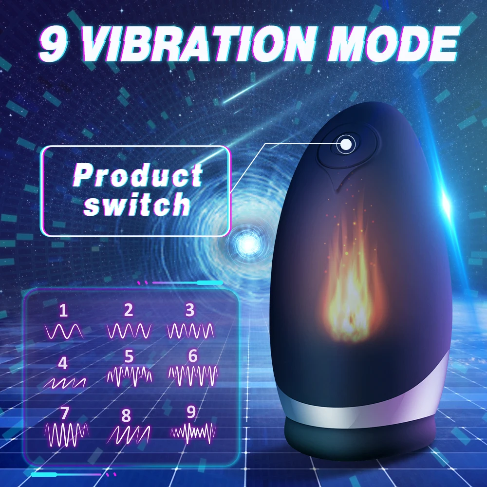 New 9 Modes Penis Delay Trainer Male Masturbator Vibrator Automatic Oral Climax Sex Glans Stimulate Massager Sex Toys for Men