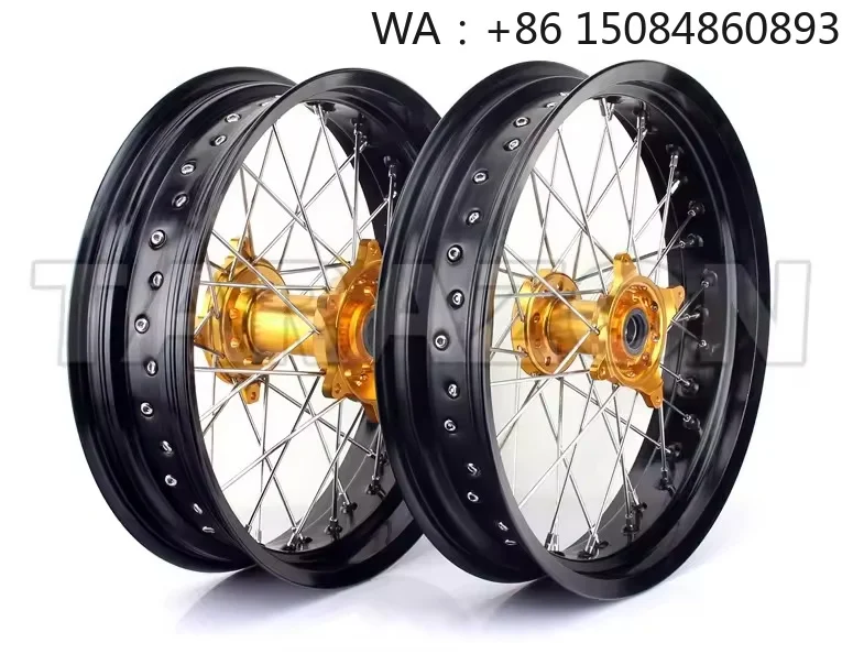 

WSBK tournament Zhang Xue's same style, motorcycle parts, 21" Front & 19" Rear Tubeless Wheel Rim Set, Supermoto Wheel Rim with