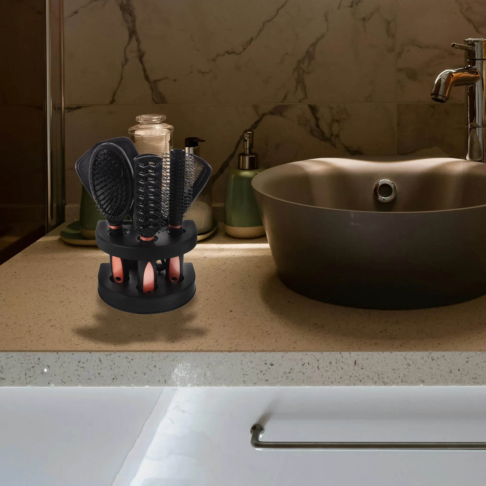 

5pcs Hair Comb Set Pink Anti-Static Detangling Brush Compact Mirror Kit For Home Outdoor Styling Curls Care Comb Mirror Set