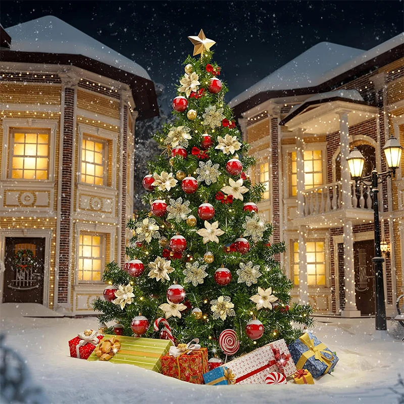 4/8/16 Stück Glitzer Künstliche Weihnachtsblumen Weihnachtsbaum-Dekoration für Zuhause Raum Party Weihnachtsschmuck 2026 Neujahrsgeschenk – Detail 3