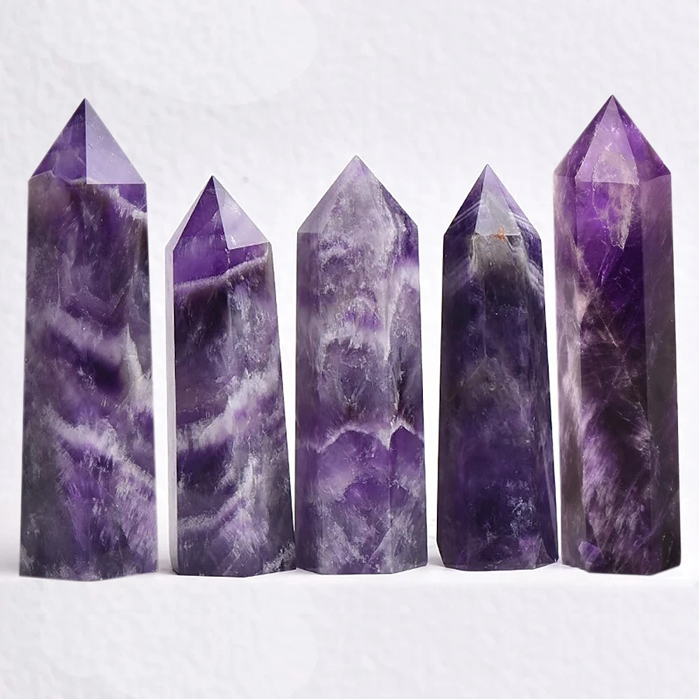 Natural Amethyst Single Point Wand Witchcraft Supplies Crystal Hexagonal Prism Home Decoration Stones Crafts Christmas Gifts