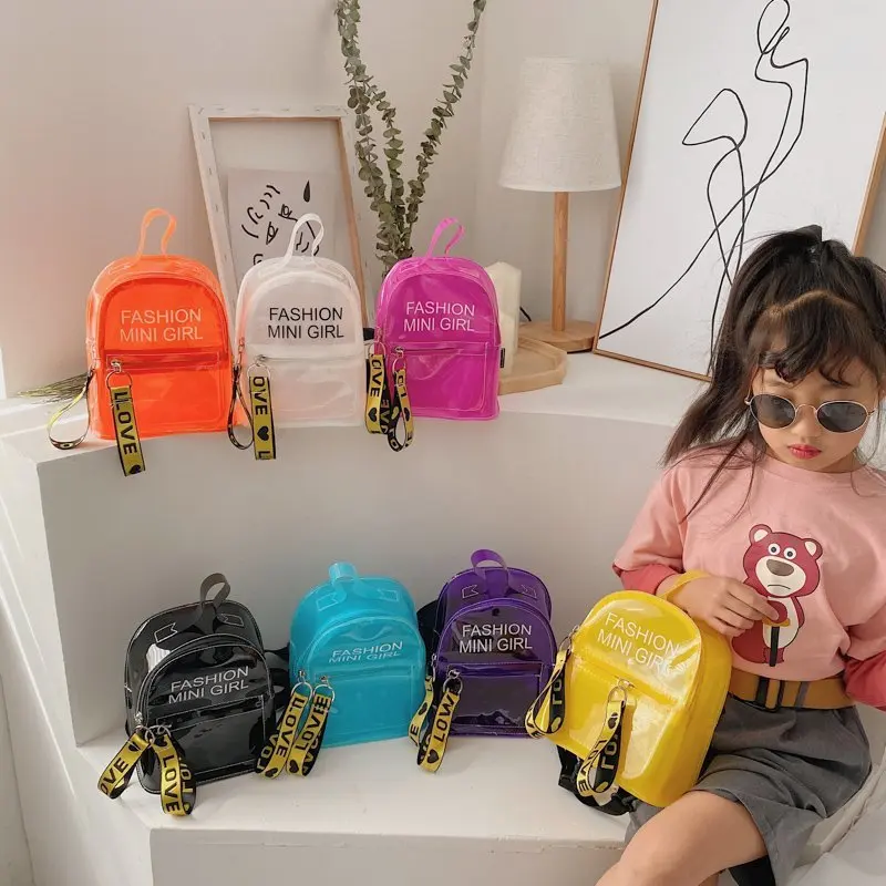 Borsa a tracolla in PVC di colore trasparente gelatina per bambini borsa da donna Mini zaino piccolo versione coreana zainetto per studenti di