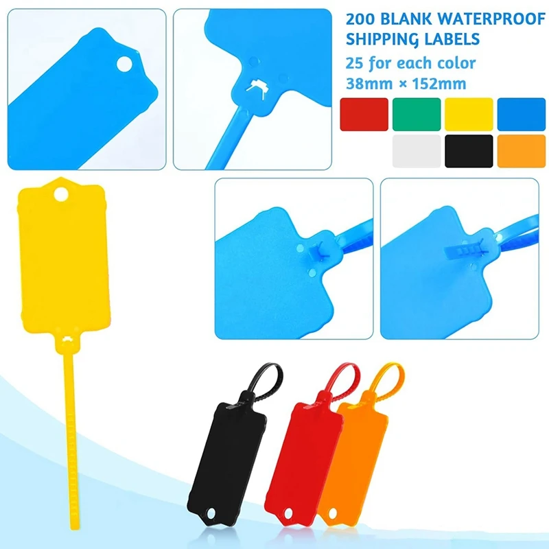 Étiquettes d'expédition en plastique, 200 pièces, 1, 46x2, 48 pouces, face avec sangle de banc, câble d'expédition, étiquette