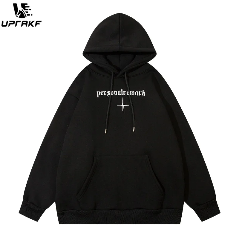 UPRAKF Hoodie Oversize Vintage Long Sleeve Casual Harajuku Fashion Autumn High Quality Streetwear Simple Design Front Pocket