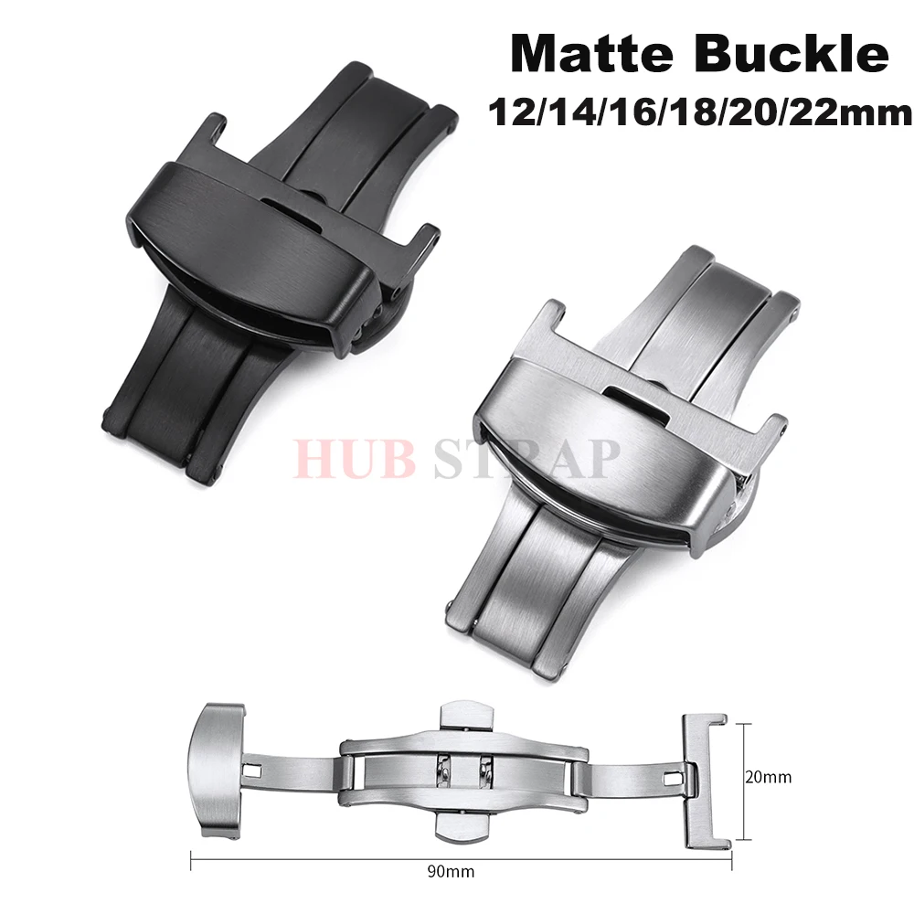 Boucles en acier inoxydable 12/14/16/18/20/22mm, boucle papillon, bouton mat, bracelets de montre, fermoir pour accessoires de bracelet en cuir de vache 1