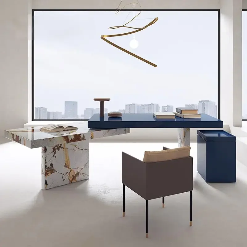 ​Italian Minimalist Marble Desk: Modern Study Table, Custom Office Desk with Luxury Design, Home Writing Desk​