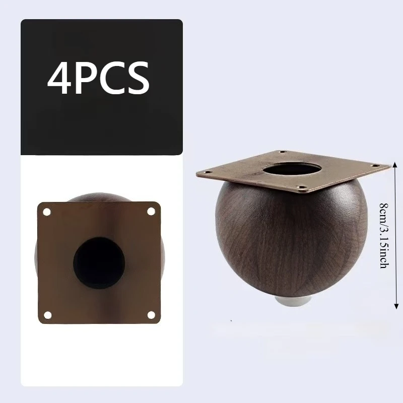 8cm 4 pieces of European round furniture support legs, with wood grain metal TV cabinet feet and shoe cabinet