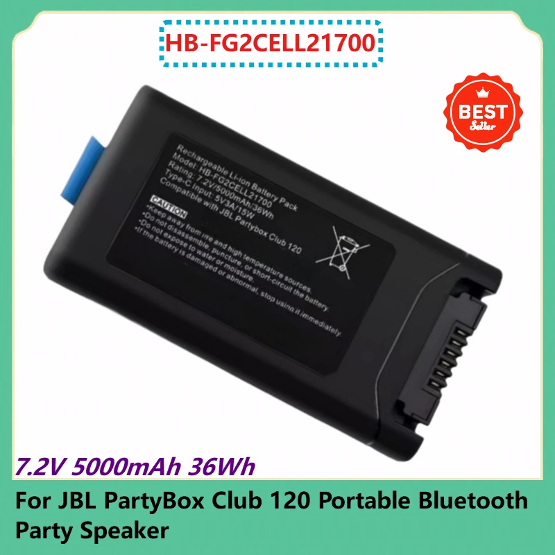 

HB-FG2CELL21700 Сменный цифровой аккумулятор 7,2 В 5000 мАч 36 Втч для JBL PartyBox Club 120 Портативный Bluetooth-динамик для вечеринок