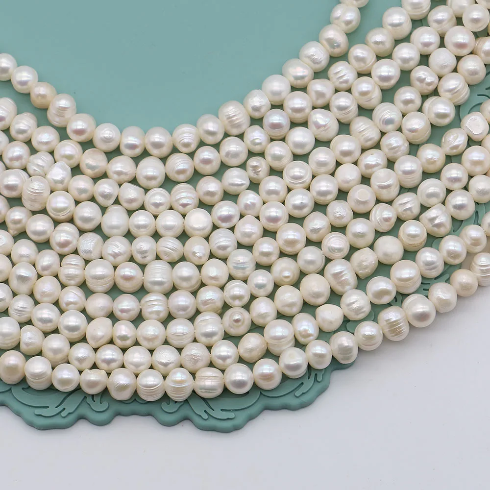 

1 Strand Natural Freshwater Threaded Pearls Irregular Round Punched Loose Bead For Creative Necklace Bracelet Jewelry Materials