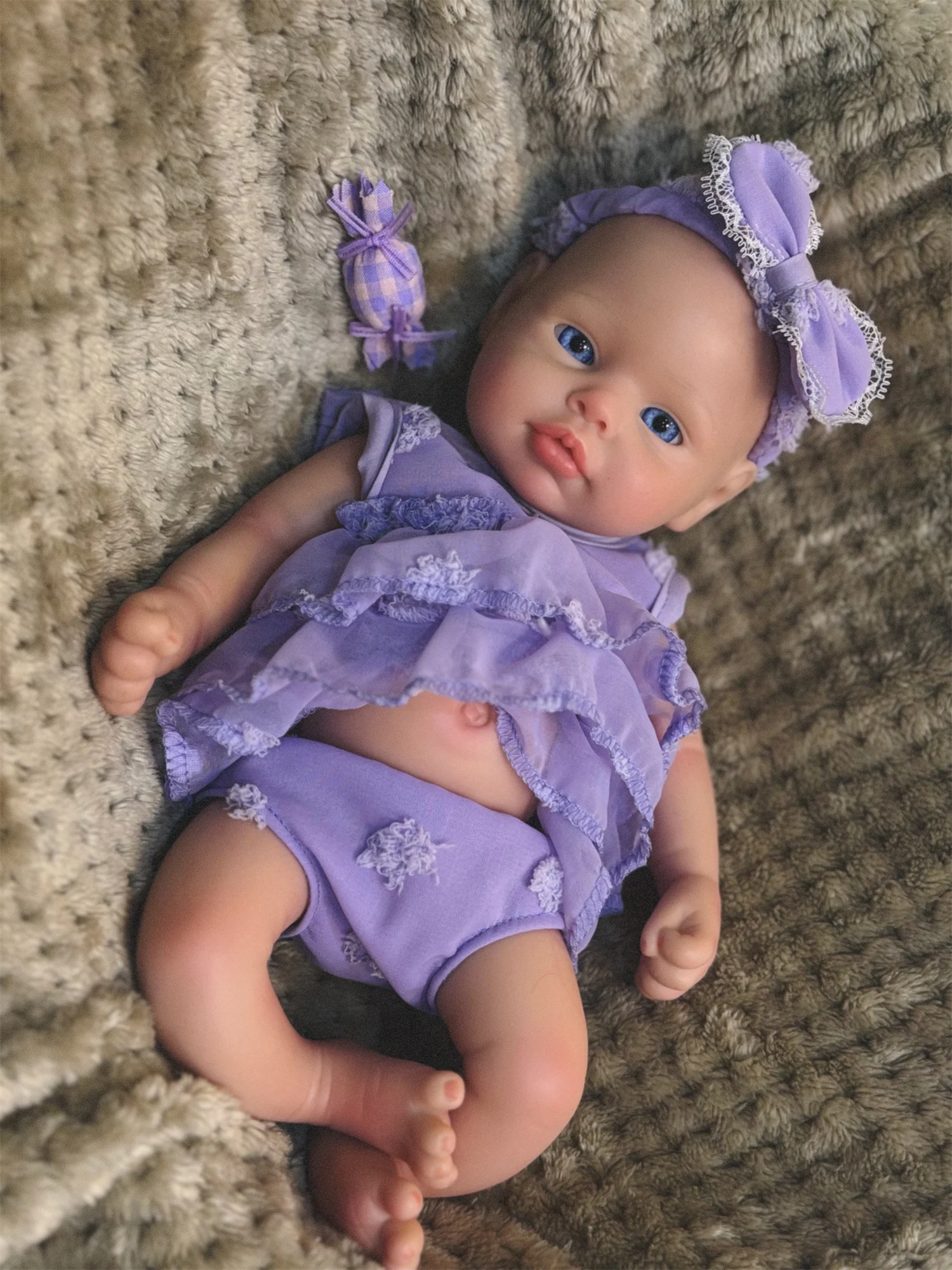 Open Eyes 33cm Can Washable Full Body Solid Silicone Bebe Reborn Girl With Handmade Painted Skin Lifelike Reborn Baby Dolls