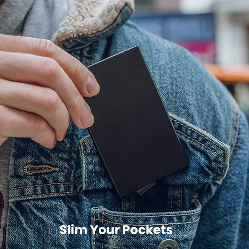Rfid Smart Wallet Card Holder Metal Thin Slim Men Women Wallets Pop Up Minimalist Wallet Small Black Purse Vallet Walets for Men image 6