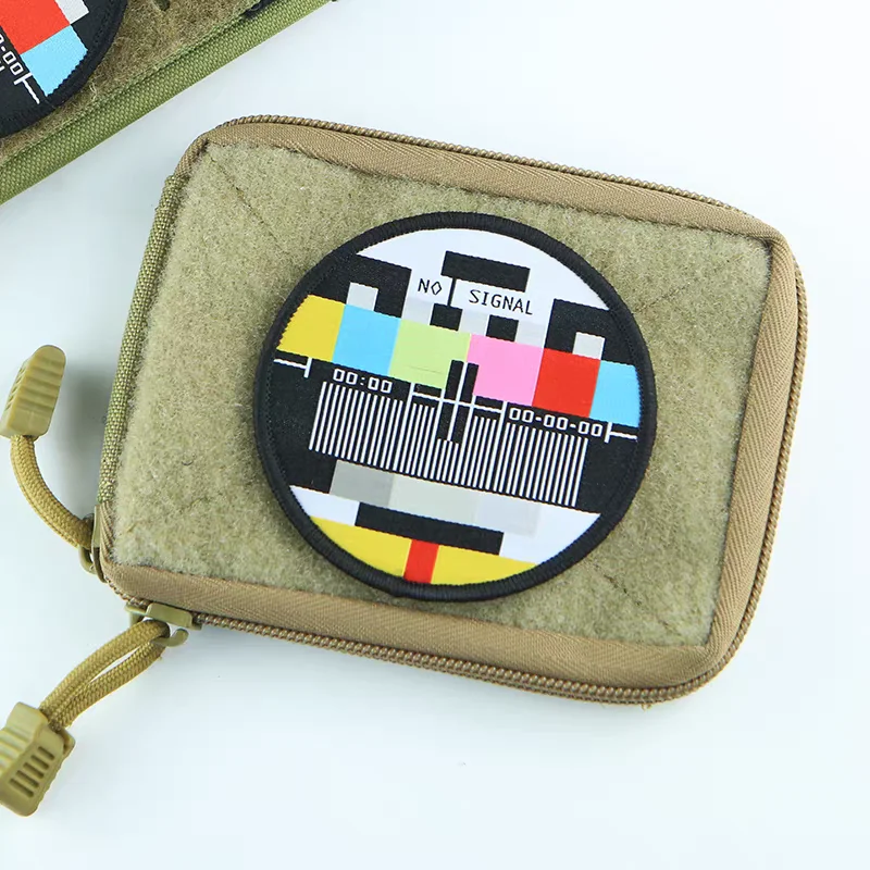 Multicolor No Signal TV Station Embroidery Patch for Clothing And Backpacks Decoration Round Not on the Channel Applique