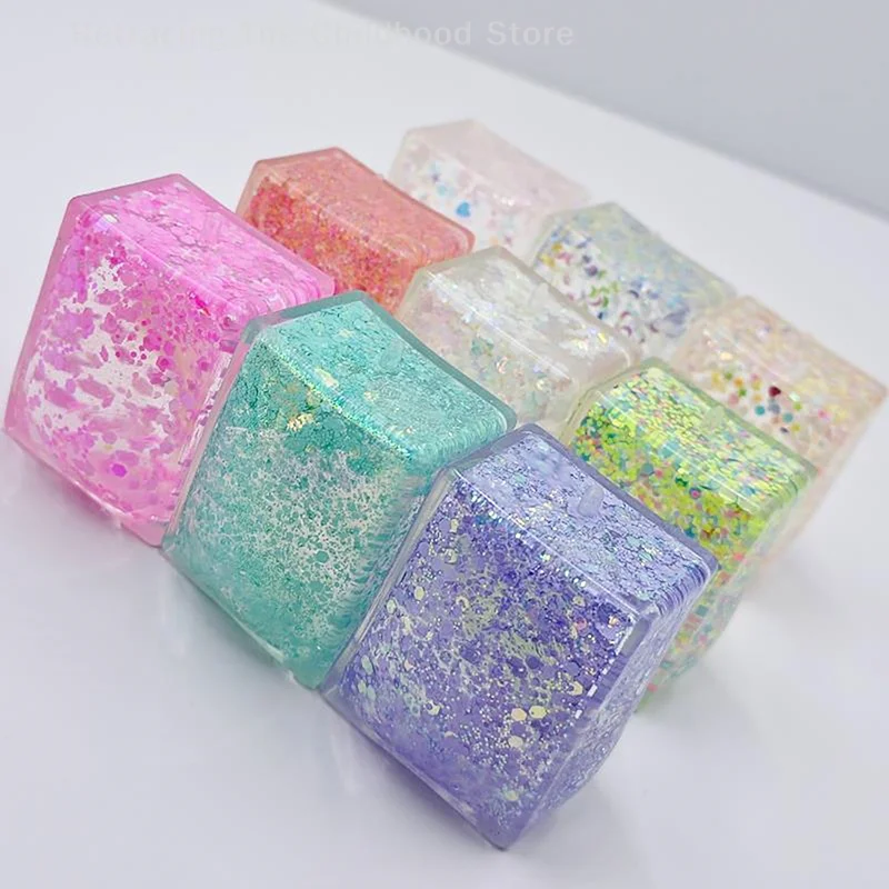 1 peça maltose simulado tofu pequenos cubos de gelo tpr bloco brinquedo de descompressão recuperação lenta luz polar colorido brinquedos de apertar
