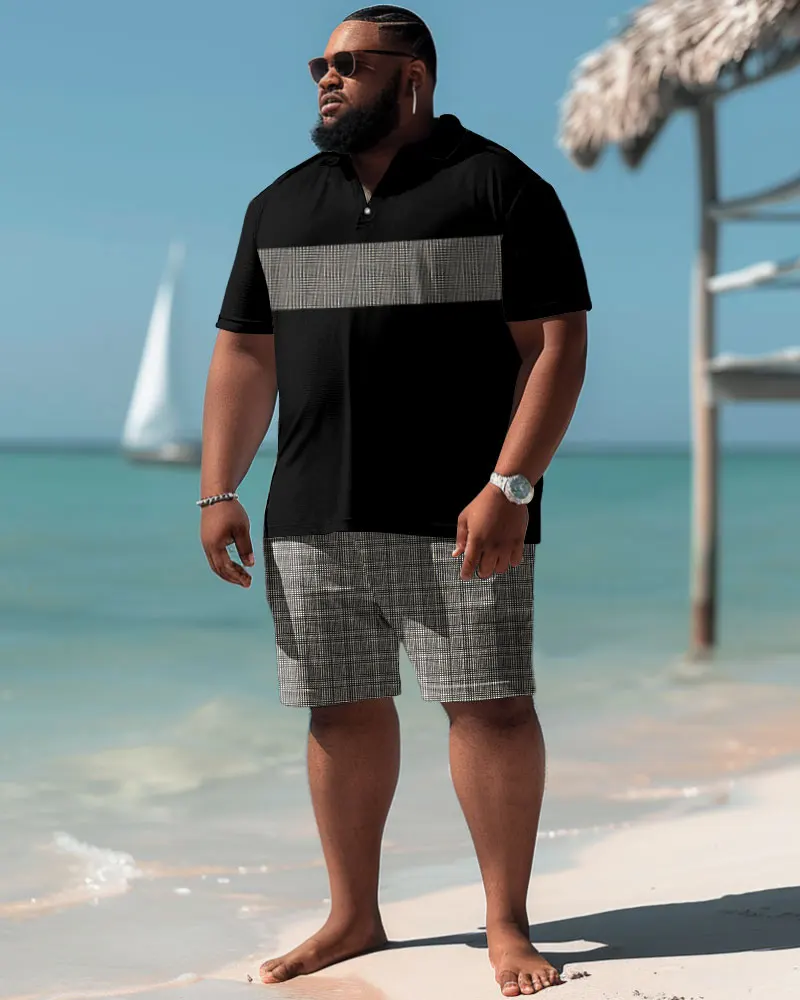 Biggmans Polo T-Shirt Plus Size Set L-9Xl for Summer Beach Clothing Oversize Hawaii Suit Hawaiian Print Shorts 5XL 6XL 7XL 8XL