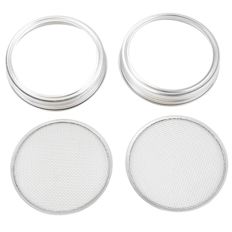 T02C!-Set Of 2 Stainless Steel Sprouting Jar Lid Kit For Superb Ventilation Fit For Wide Mouth Jars Canning Jars For Making Orga