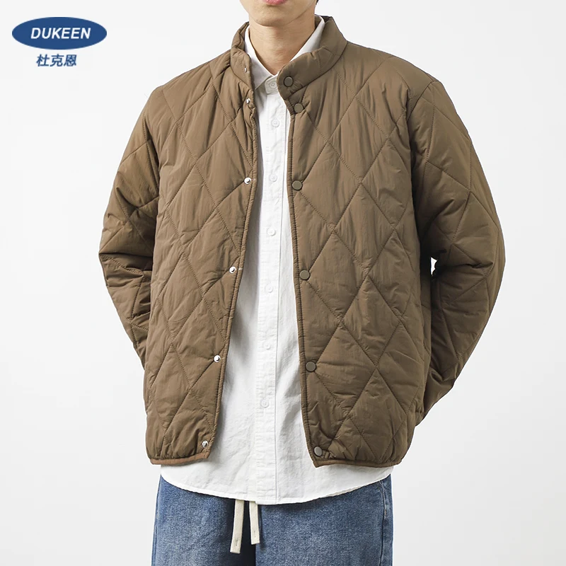 Dudiets Lingge-Veste de Baseball en Coton Cousue pour Homme, Vêtement Vintage, Solide, Épais, Col Montant, Imbibé, Hiver