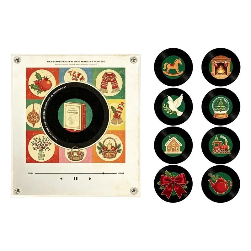 2026 New-Audio Card Fridge Magnet Magnetic Music Fridge Customizable Play Vinyl Record Player Built-In LED Touch Functionality