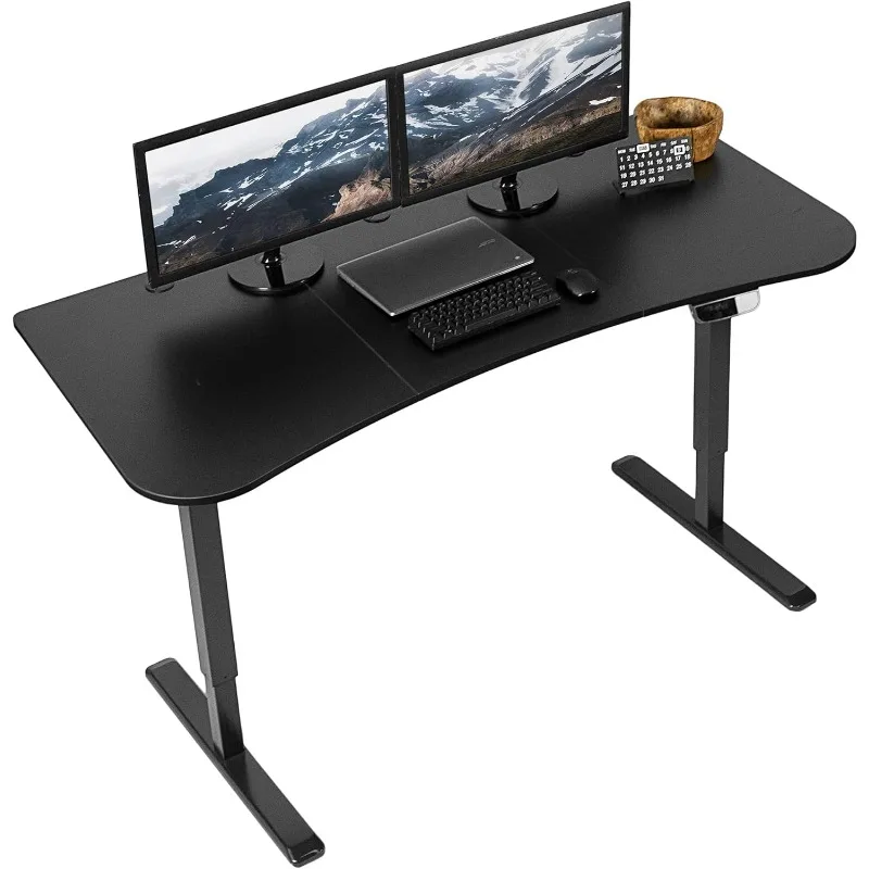 

Electric Height Adjustable 63 x 32 inch Memory Stand Up Desk, Black Table Top, Black Frame