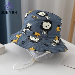 Kids Panama Caps Cartoon Lion Baby Bucket Hat Summer Outdoor Boy Girl Fisherman Sun Hats Anti-UV Children Fisherman Beach Cap