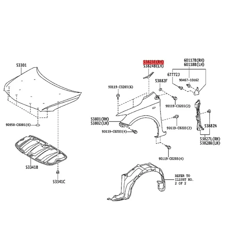 1Pair Front Side Corner Windshield Panel Protectors 53823-02020 53824-02020 for Corolla 2007-2013 Windshield Wrap Trim