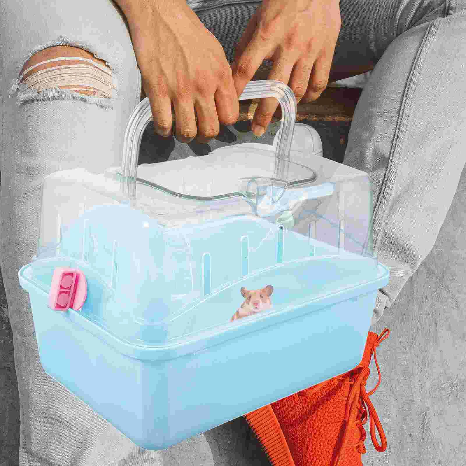 

Hamster Cage Guinea Pigs Cages Household Hamsters Transparent Small Pet Carrying Holder Case Rat Carrier Duffle Bag for Travel