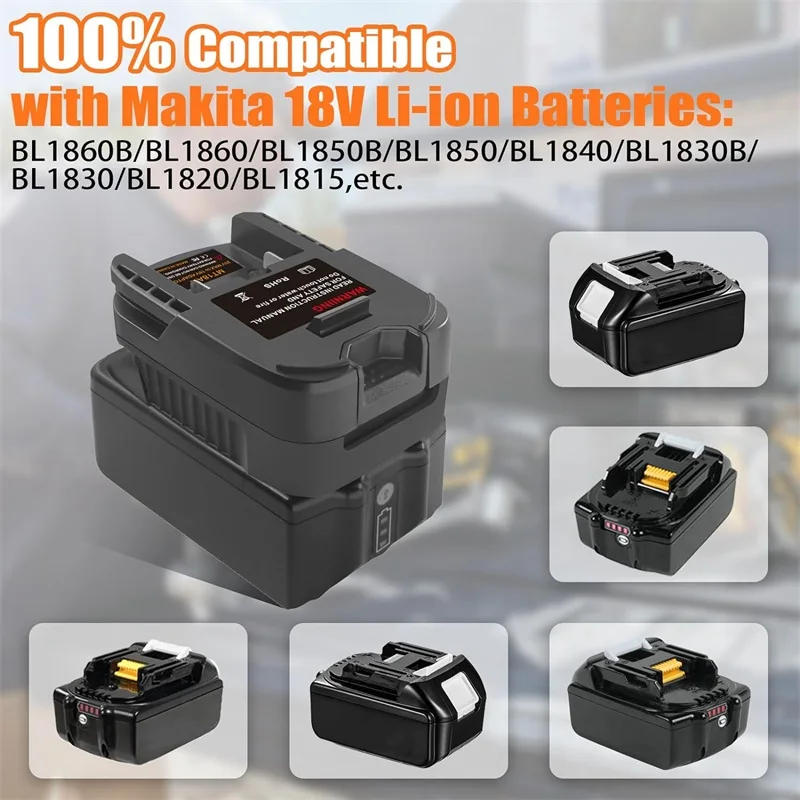 For Makita to for Ridgid/AEG Battery Adapter,Converter for Makita 18V Lithium Battery BL1850B to for Ridgid AEG 18V Power Tools