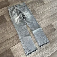 Y2K-pantalones vaqueros Retro de Color claro con patrón de dólar, pantalones vaqueros con empalme bordado, ropa informal estilo Hip Hop gótico, pantalones holgados a la moda para hombres y mujeres